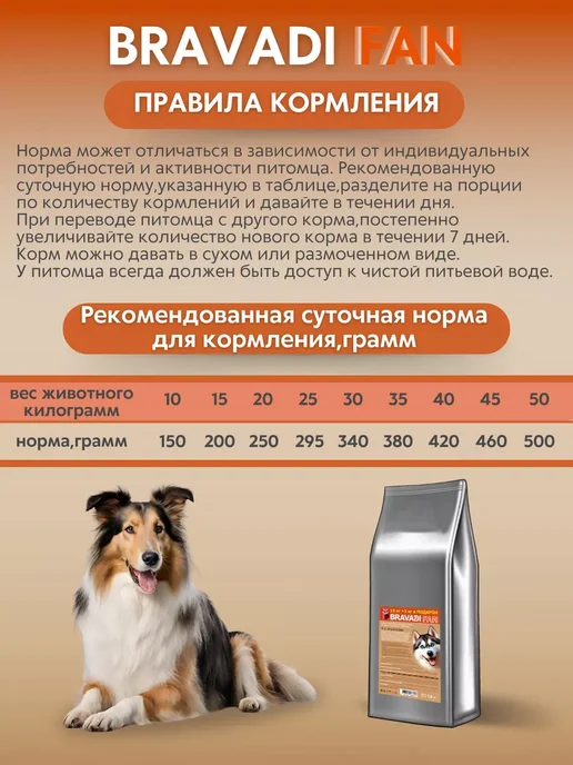 Сухой корм Bravadi Fan для собак, ягненок, 15 кг, фото 5