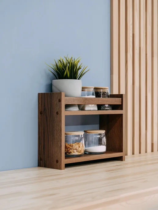 Mandarina.decor Полка настольная этажерка орех, коричневый, орех, фото 3
