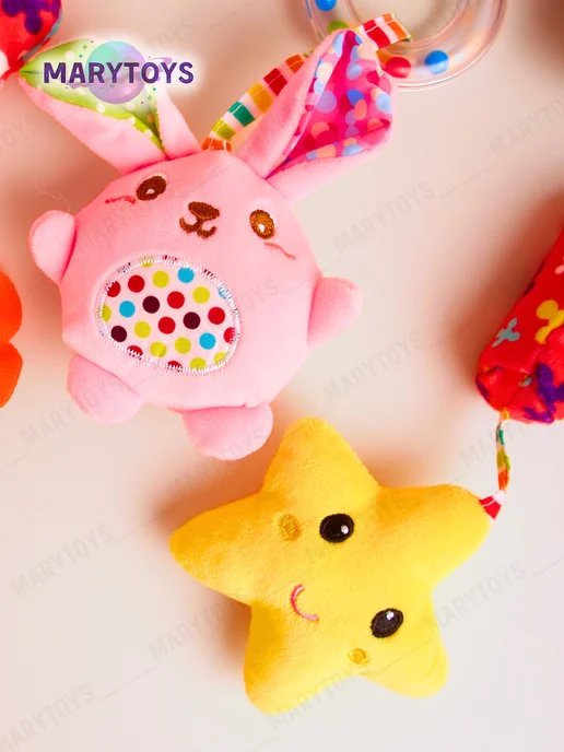 MaryToys Игрушка погремушка подвеска на кроватку коляску радуга, вариант, фото 8