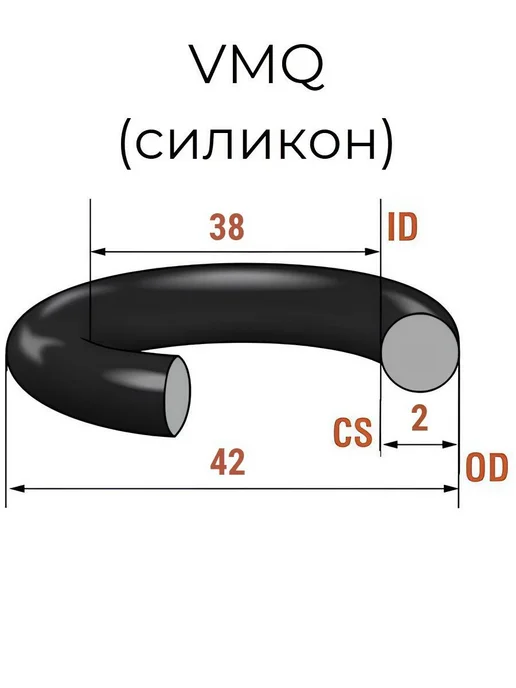 Кольцо уплотнительное 38x2 VMQ70 силикон 5 шт, 38x2, 5 шт, фото 2