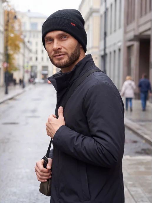 Bro Hats Шапка бини осенняя вязаная с отворотом, черный, фото 3