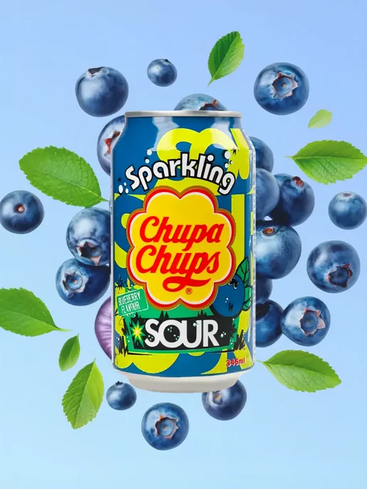 CHUPA CHUPS Газированный напиток Чупа Чупс кислая черника, 2 шт 345 мл, 2 шт, 345 мл, фото 2