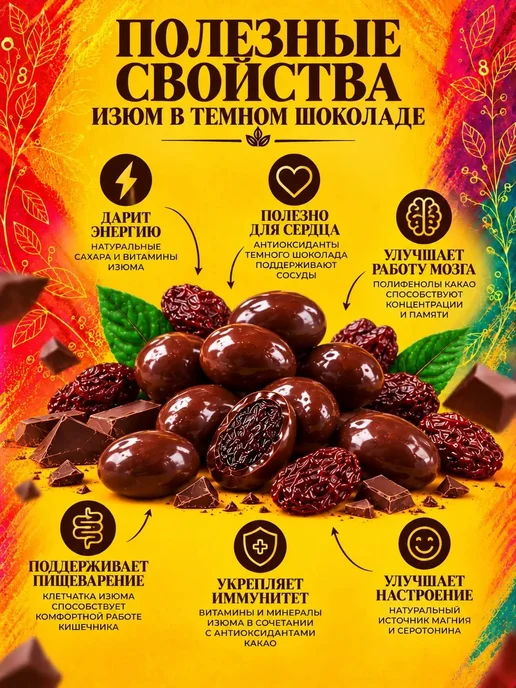 РУСТИК Изюм в темном шоколаде 500 грамм, вариант, фото 3