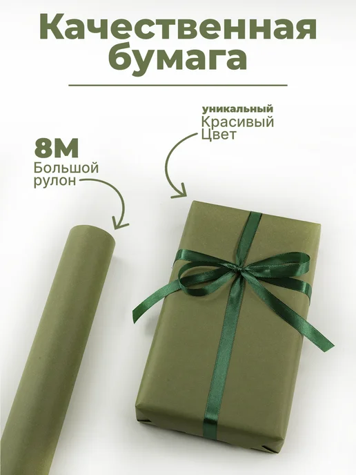 Мультипак Упаковочная бумага для подарков рулон, зеленый, фото 2