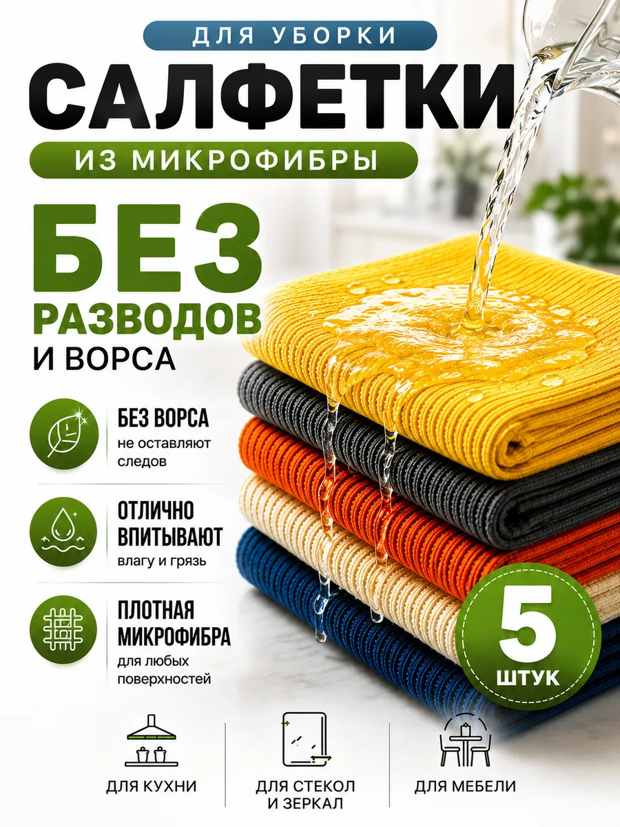 Кухонные тряпки для уборки из микрофибры