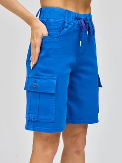 Шорты бермуды джинсовые удлиненные на резинке B.Waiting/AmadgeDenim/AMG 336032008 купить за 1 368 ₽ в интернет‑магазине Wildberries