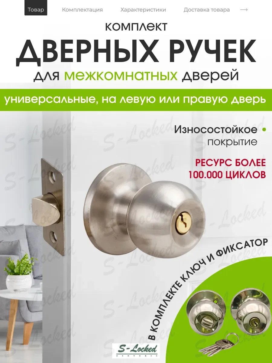 Ручка дверная межкомнатная с защелкой кноб