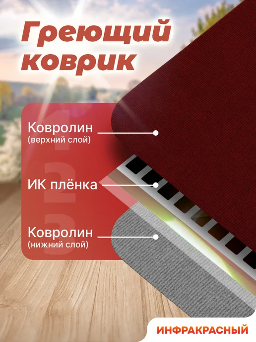 STEM Energy Коврик с подогревом КТ1 бордовый 56*32, 56x32, фото 2