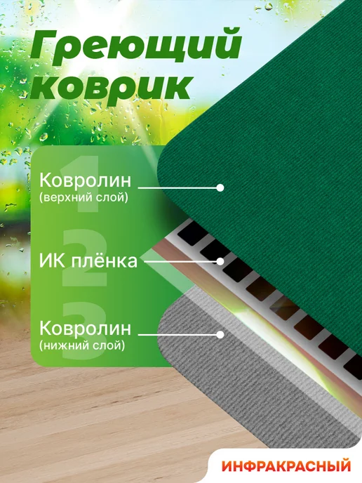 STEM Energy Коврик с подогревом КТ1 зелёный56*32, зеленый, фото 3