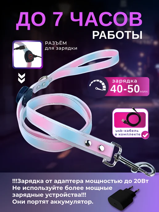 POPER HOME Светящийся поводок для собак, белый, фото 3