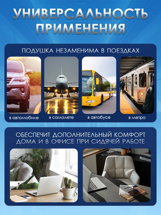 RICH FILL Подушка для путешествий на шею с эффектом памяти, синий, фото 6