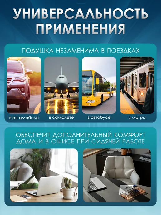 RICH FILL Подушка для путешествий на шею с эффектом памяти, черный, фото 5