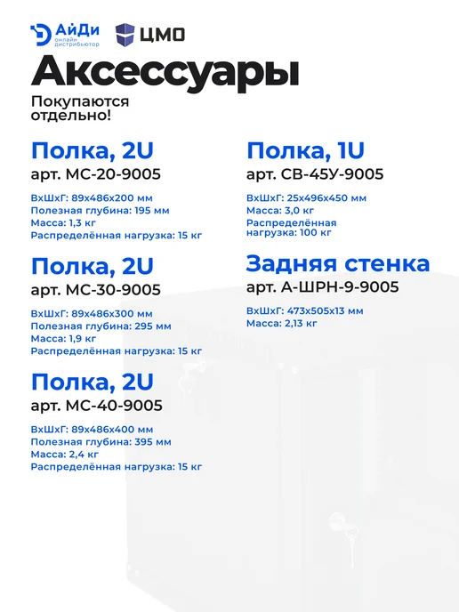 ЦМО Шкаф телеком настенный 9U глубина 520 мм, черный, фото 5