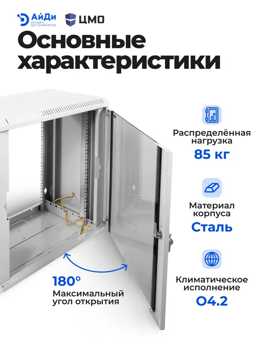 ЦМО Шкаф телекоммуникационный настенный 12U, серый, фото 3