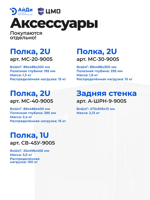 ЦМО Настенный телекоммуникационный шкаф 9U, разборный, черный, фото 5