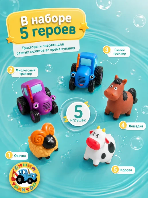 Капитошка Синий трактор игрушка пальчиковый театр для малышей набор, синий, фото 2