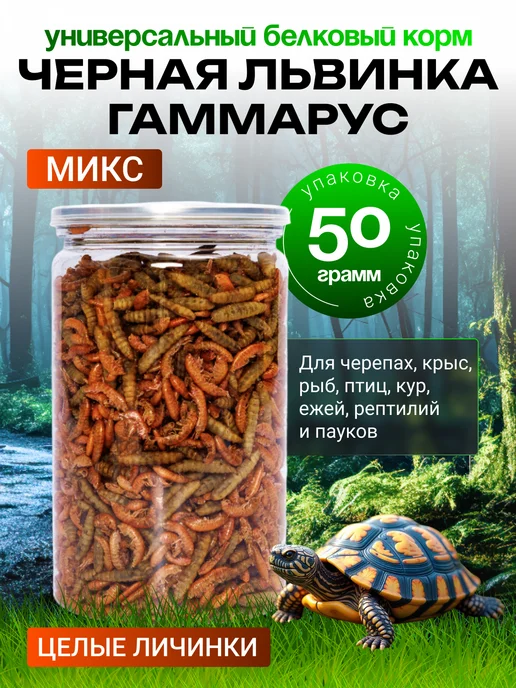 Беговая Черепаха Гаммарус корм для красноухих черепах, крыс, хомяков 40 гр, 50 г