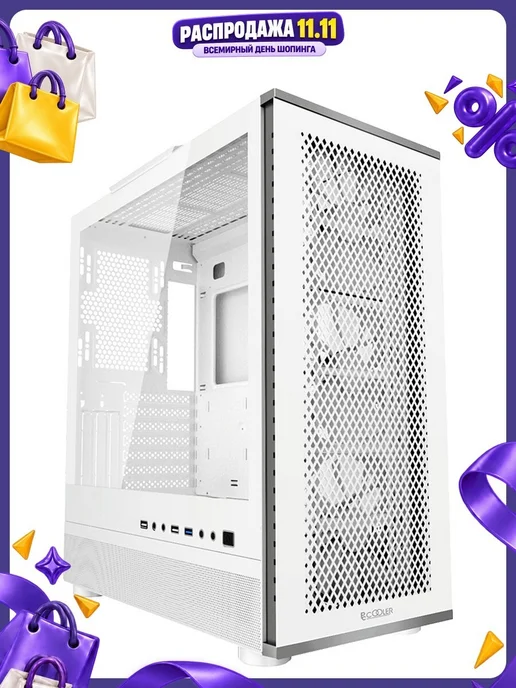 PcCOOLER Корпус для компьютера ME200 MESH WH Full Tower, белый