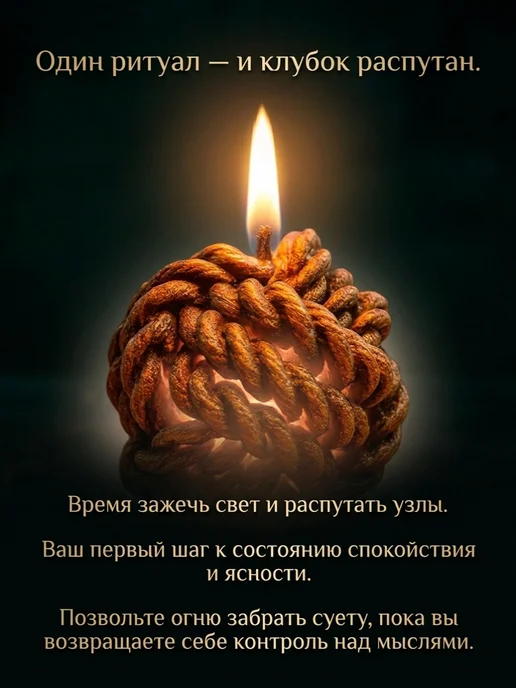 Магические свечи Магическая свеча Клубок Проблем, черный, фото 3