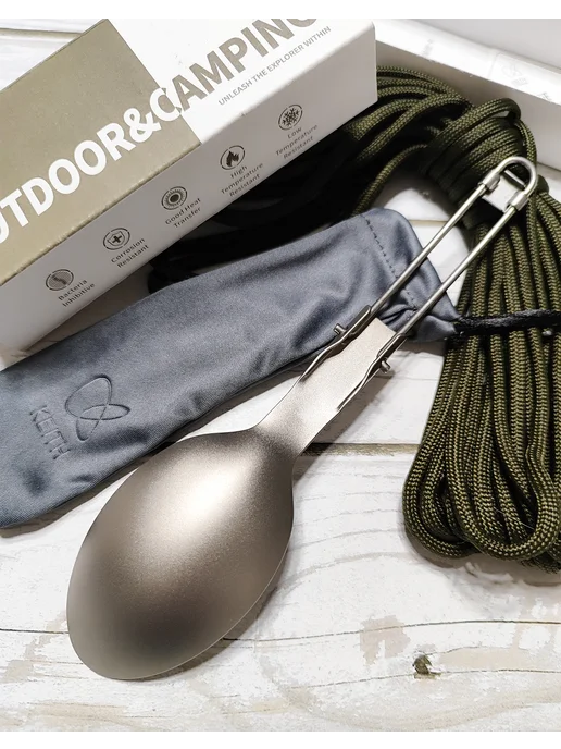 Keith Titanium Ложка походная складная титановая 22г большая, 22 г, фото 6