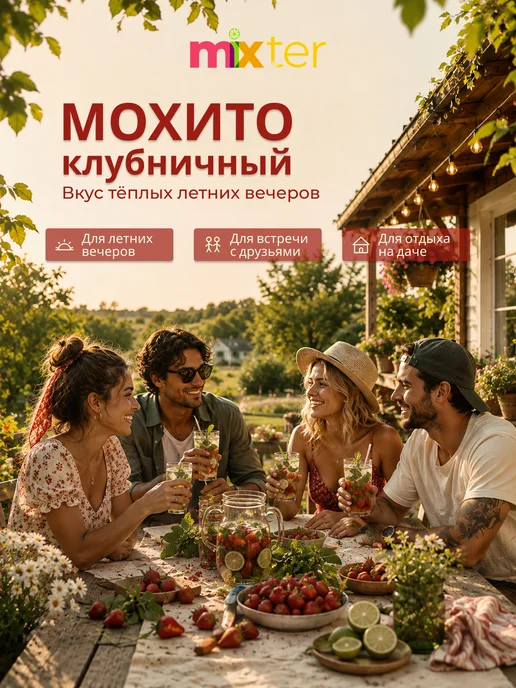 Mixter Коктейль Мохито растворимый напиток без сахара, Клубничный, фото 5