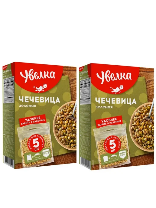 Увелка Чечевица зеленая 3 упаковки по 5 пак по 80г, 80 г, фото 8
