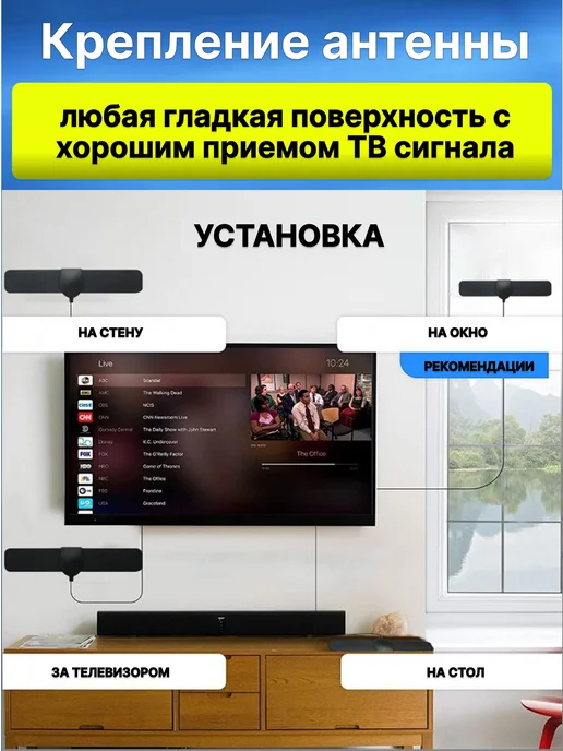 Антенна для телевизора с внешним усилителем, вариант, фото 3