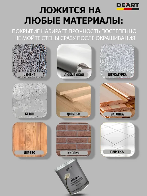 De’art Краска акриловая De'Art для стен белый камень 4 кг, 4 кг, фото 5