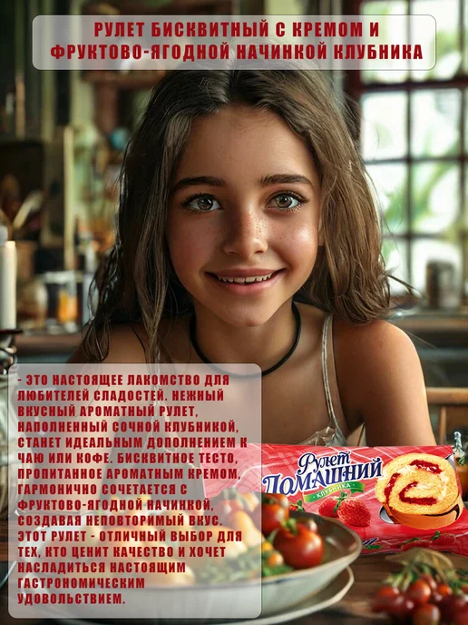 Раменский Рулет бисквитный с кремом 150г 8 шт, 150 г, 8 шт, фото 3