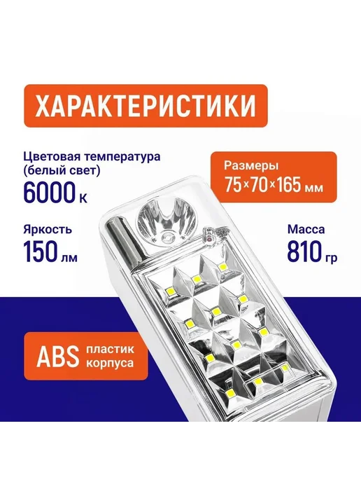 Облик Аварийный фонарь прожектор аккумуляторный, вариант, фото 4