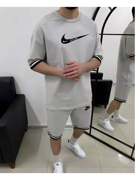 BOUTIQUE 86 Костюм спортивный с шортами летний, серый