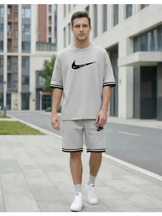 BOUTIQUE 86 Костюм спортивный с шортами летний, серый, фото 2