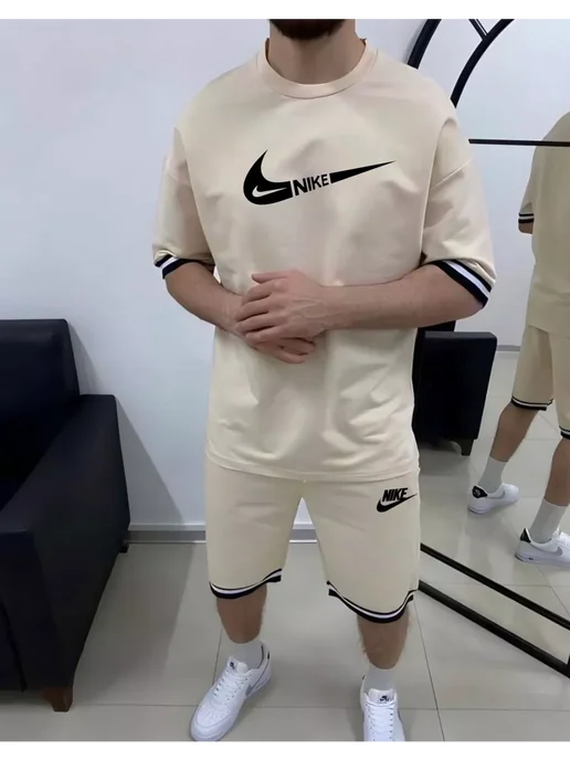 BOUTIQUE 86 Костюм спортивный с шортами летний, бежевый