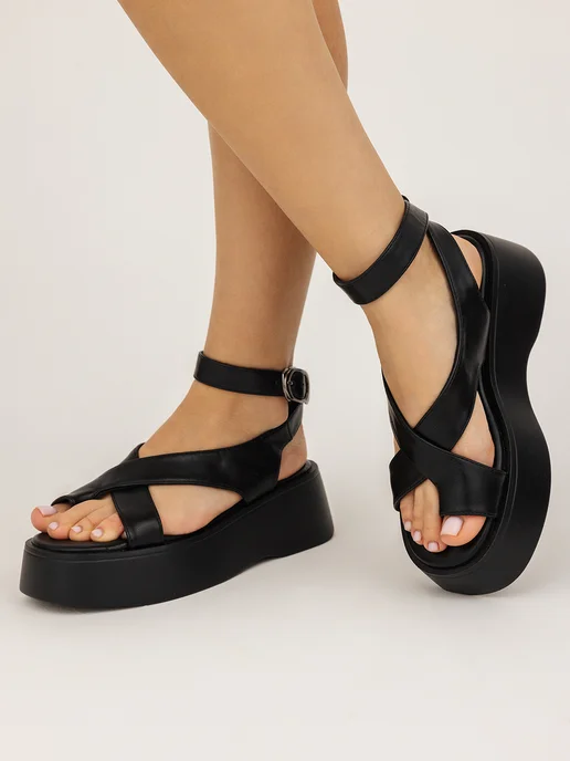 Beon Wear Босоножки летние на платформе без каблука, черный, фото 5