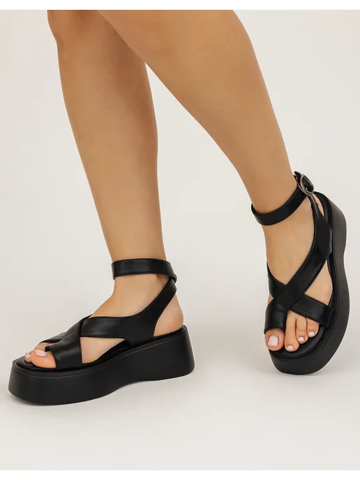 Beon Wear Босоножки летние на платформе без каблука, черный, фото 6