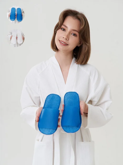 TAP MODA Тапочки одноразовые открытые, синий, фото 2