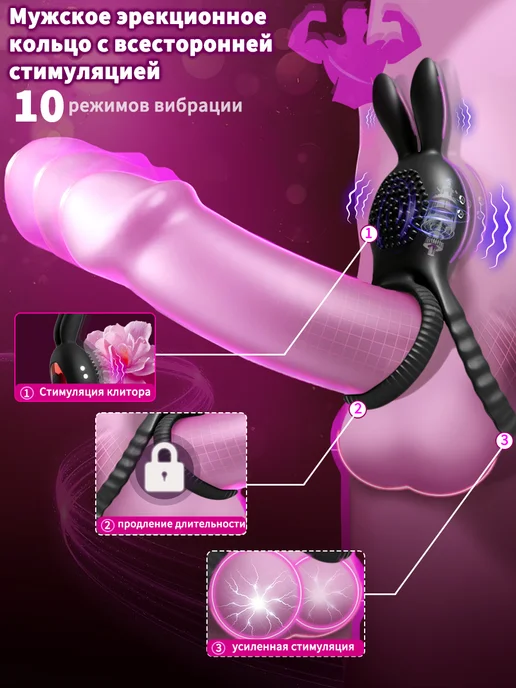 GPUNTO Эрекционное кольцо с стимуляцией клитора 18+, черный, фото 4