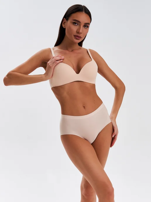 Leysi Chic Трусы высокие бесшовные набор 5 штук, бежевый, фото 6
