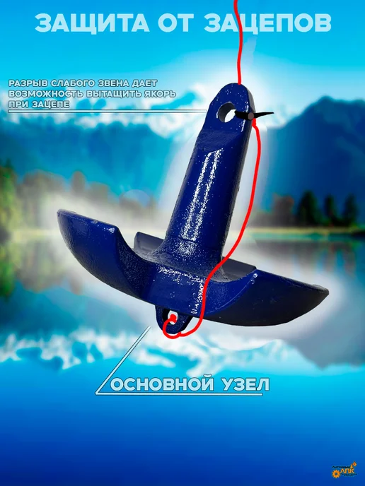 лпк Якорь для лодки. 7кг (СИНИЙ) с системой опрокидывания, 7 кг, фото 5