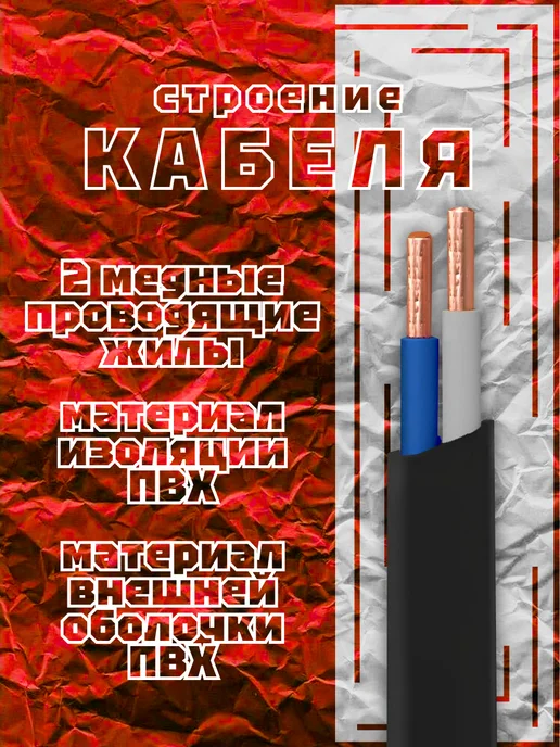 Кабель силовой, ВВГ-ПНГ(A)-LS, 2х1.5, 50 м, вариант, фото 2