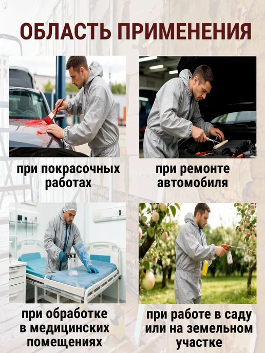 Комбинезон защитный одноразовый 10шт, синий, фото 4