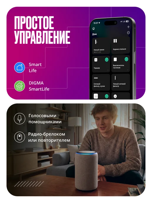 Izba Tech Умное реле Wi-Fi+RF, контроллер на 2 канала, 7-32В, 10А, белый, фото 5