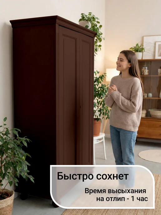 THEURGY Краска для мебели бежевая без запаха быстросохнущая, коричневый, фото 8