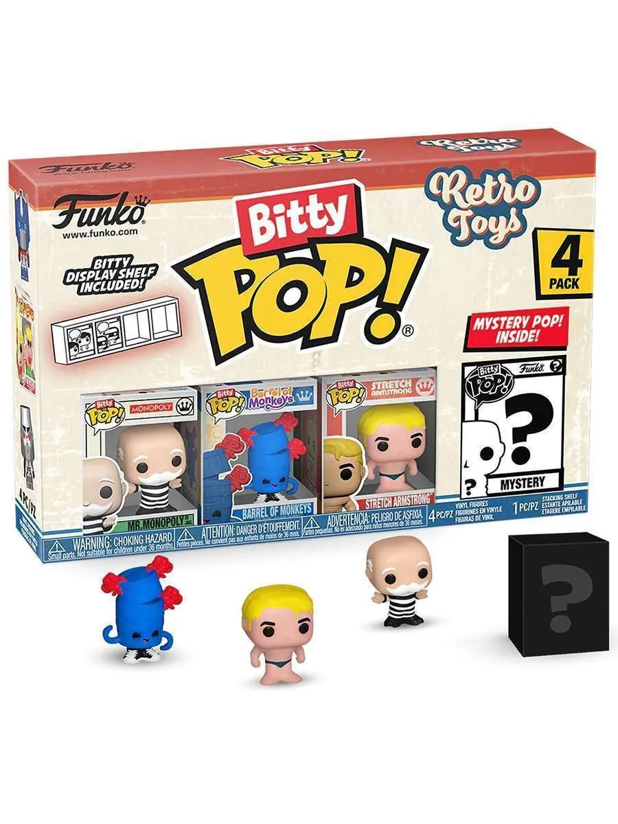 Фигурка Bitty Mr. Monopoly+Barrel+Stretch Armstrong+? 4PK