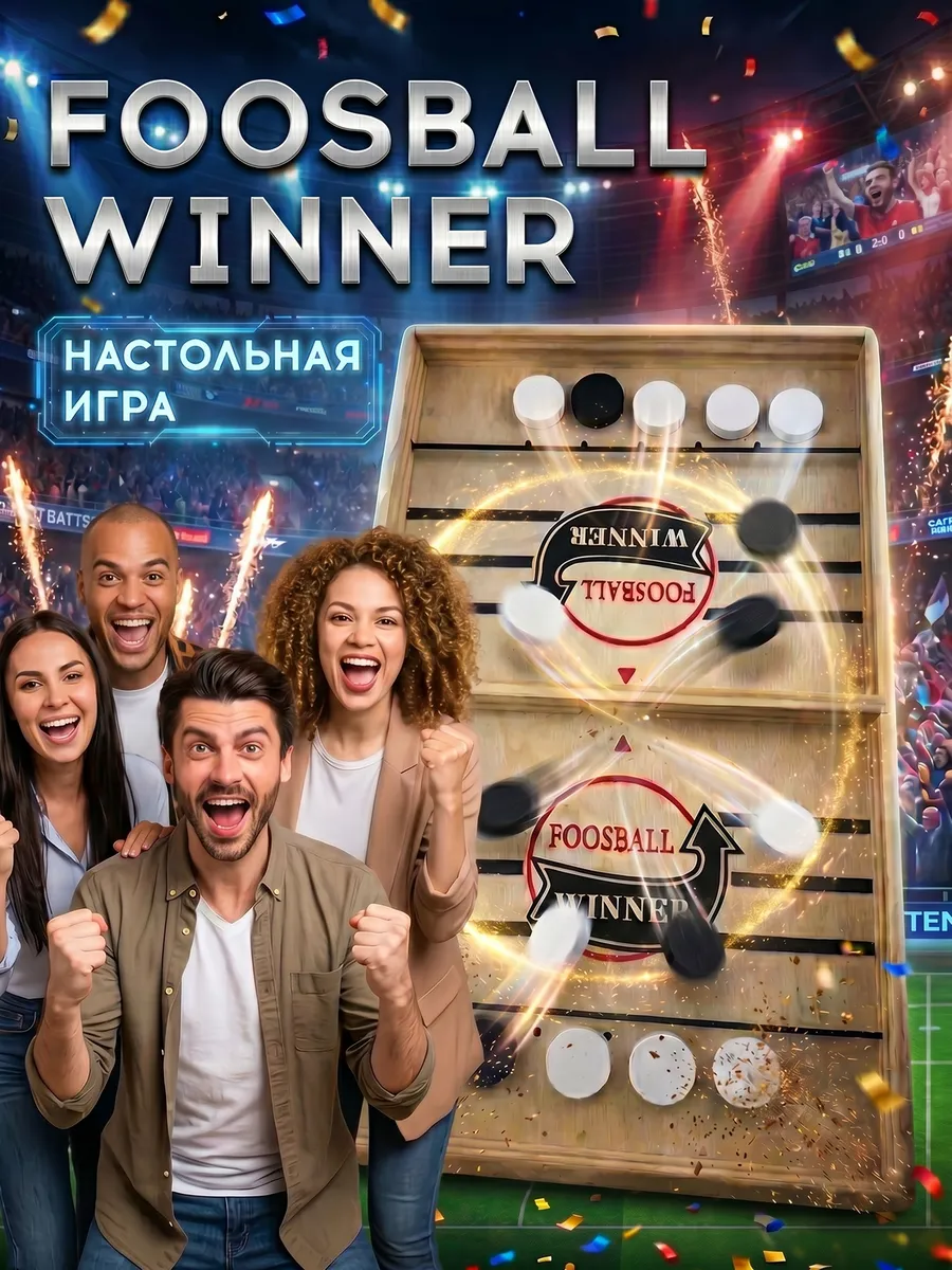 Игра настольная Foosball Winner шашки с доской хоккей 55см.