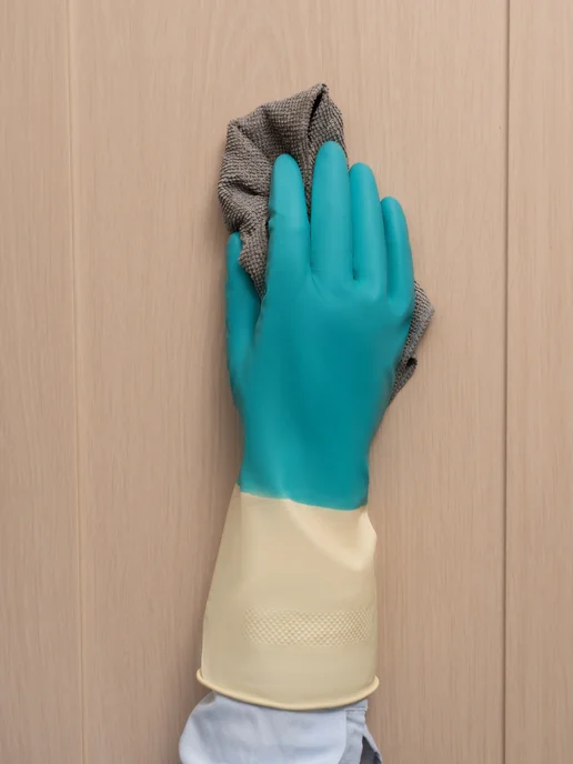 Mainstream Home Перчатки хозяйственные латексные Bicolor, голубой, фото 4