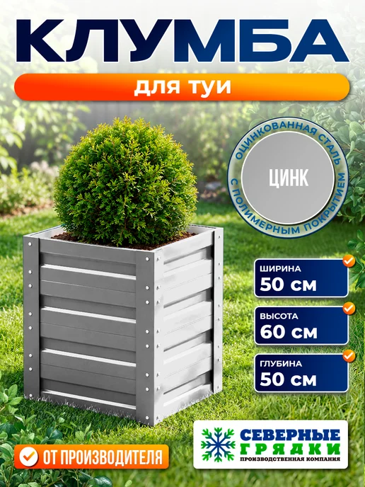 Север грядка Клумба для туи оцинкованная, серый