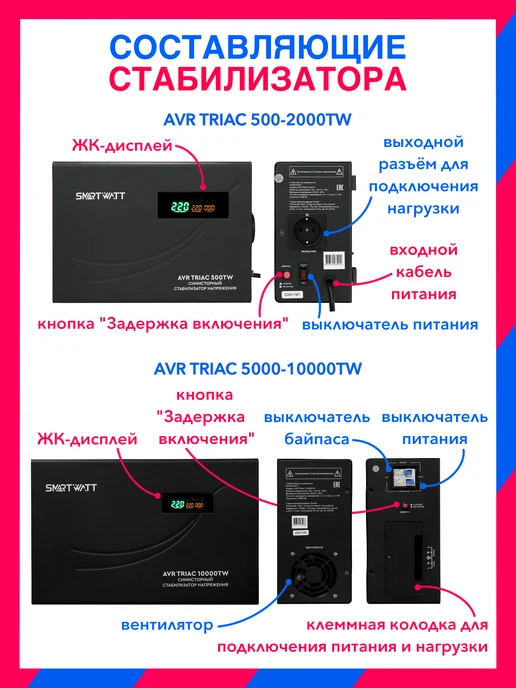 SmartWatt 500Вт, AVR TRIAC 500TW симисторный стабилизатор напряжения, 500 Вт, фото 6