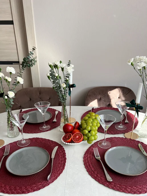 Your Cozy Kitchen Плейсматы салфетки круглые сервировочные на стол 4 шт, 4 шт, фото 3