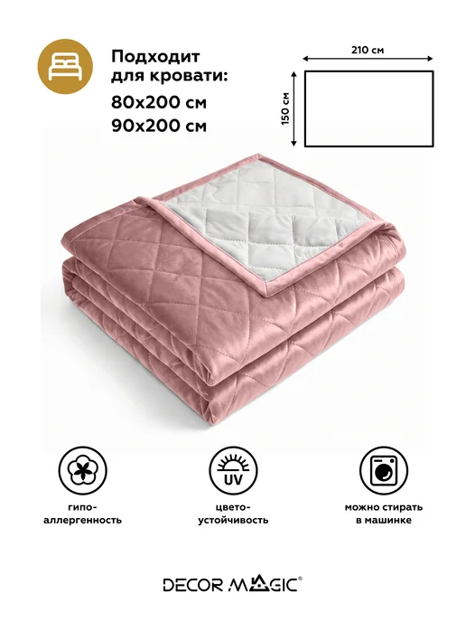 DECOR MAGIC Покрывало LANA MONACO ROSE 150х210 см накидка на диван велюр, 150x210 см, фото 4